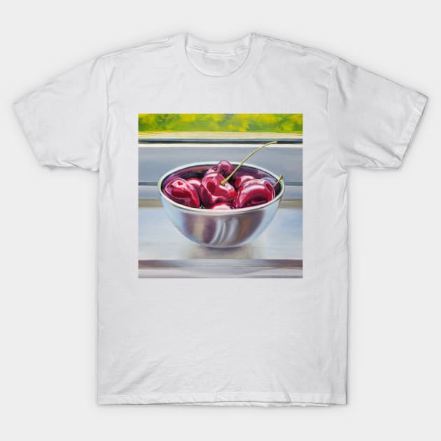 Cherries in a Silver Bowl painting T-Shirt by EmilyBickell